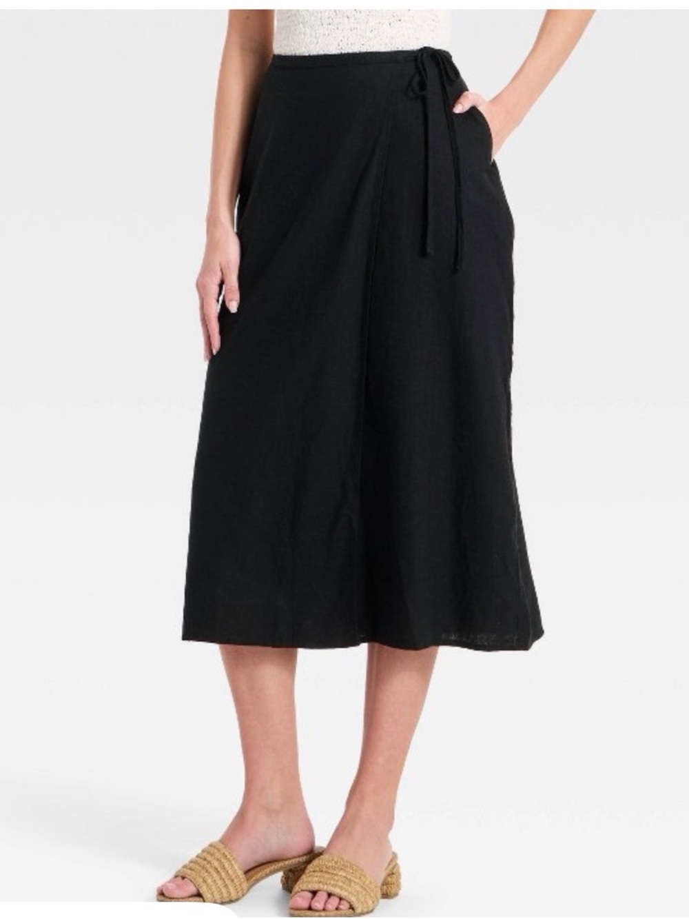 a new day linen Black Maxi Skirt - Flowing A-Line Silhouette